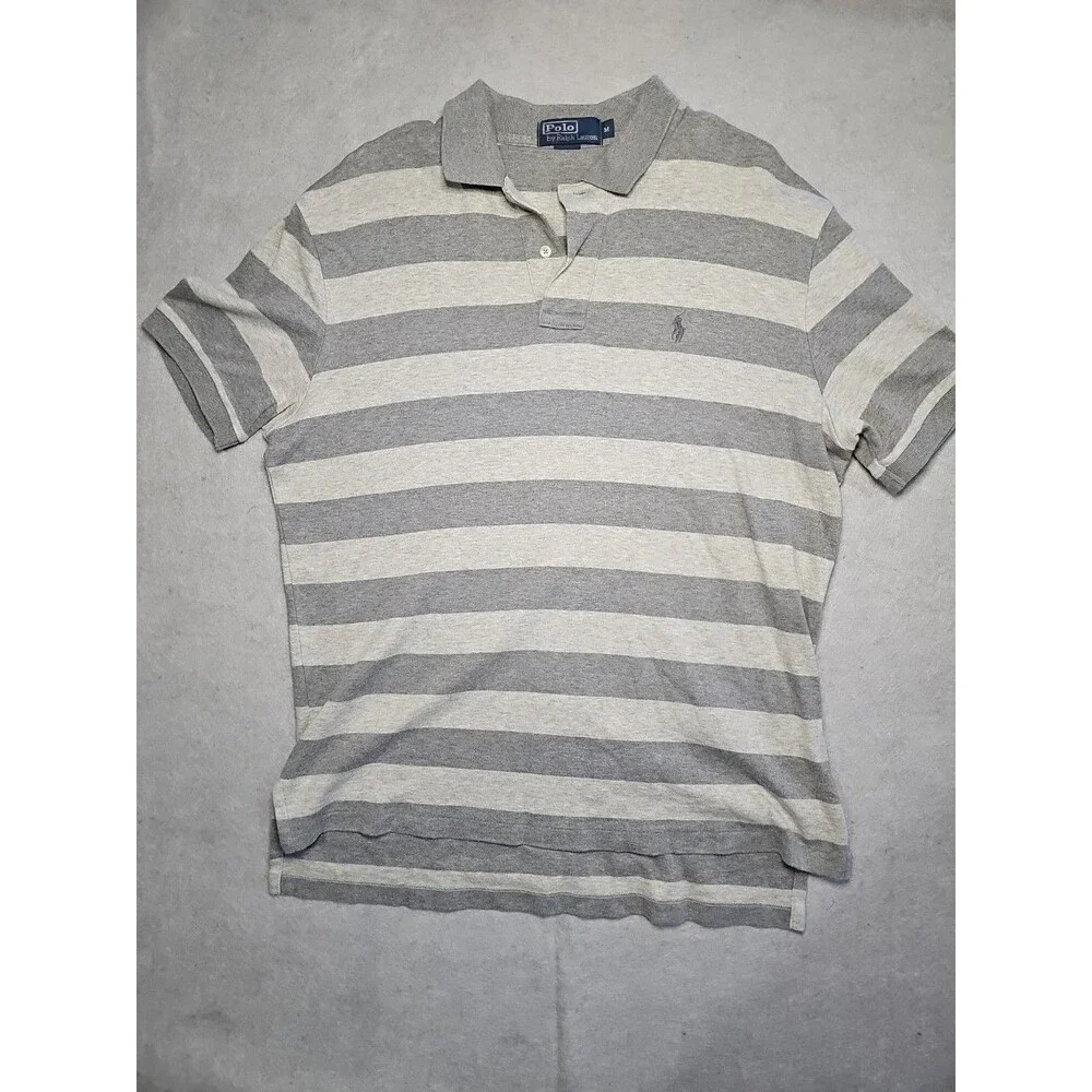 Vintage Polo Ralph Lauren Short Sleeve Polo Shirt Mens Gray Medium 100% Cotton